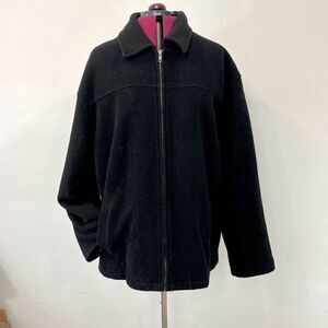Vintage Wool Bomber Style Coat in Black made in Toronto XL